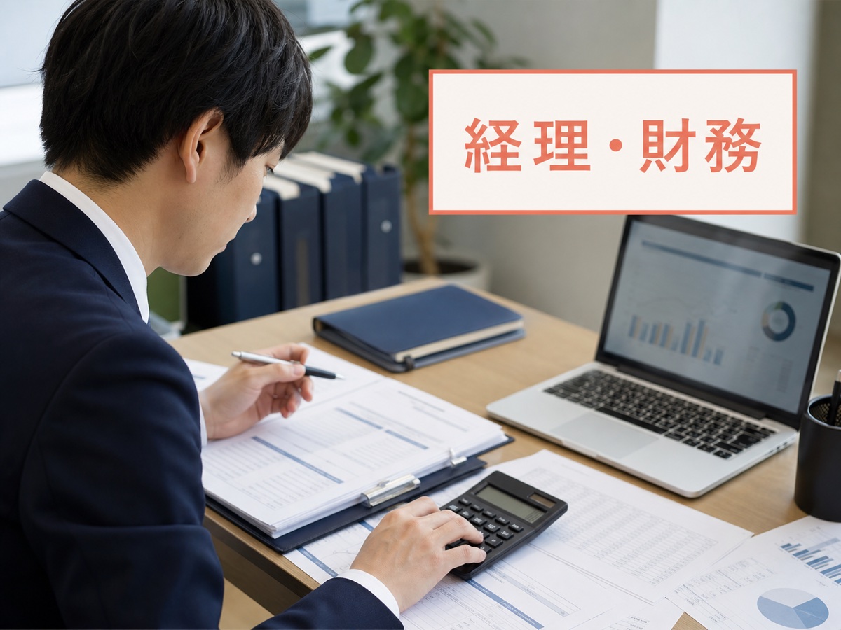 経理・財務のカードと予実資料を確認する日本人担当者