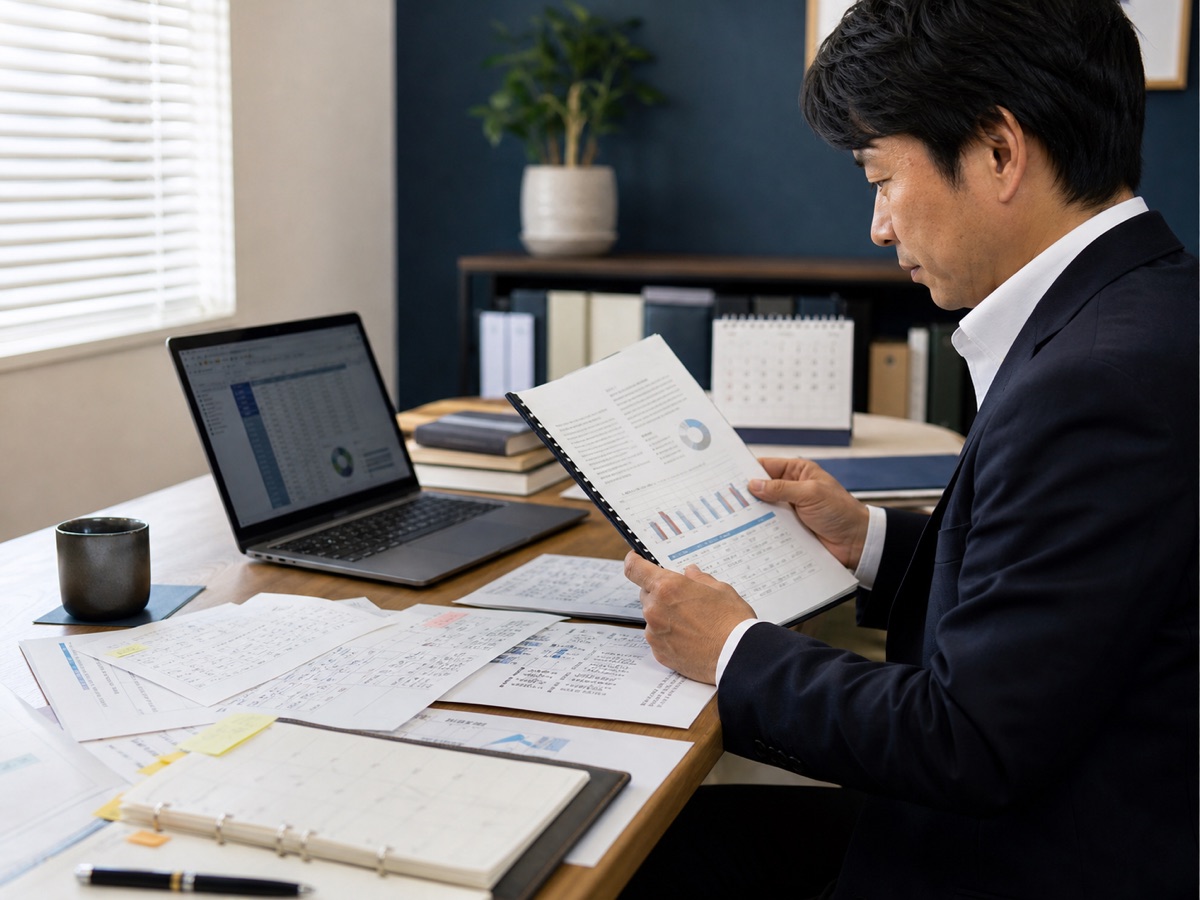 複数の会議資料をChatGPT Workで整理してレポートにする業務風景